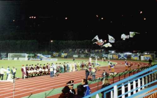 Stadio Olimpico di Serravalle - Flaggenparade